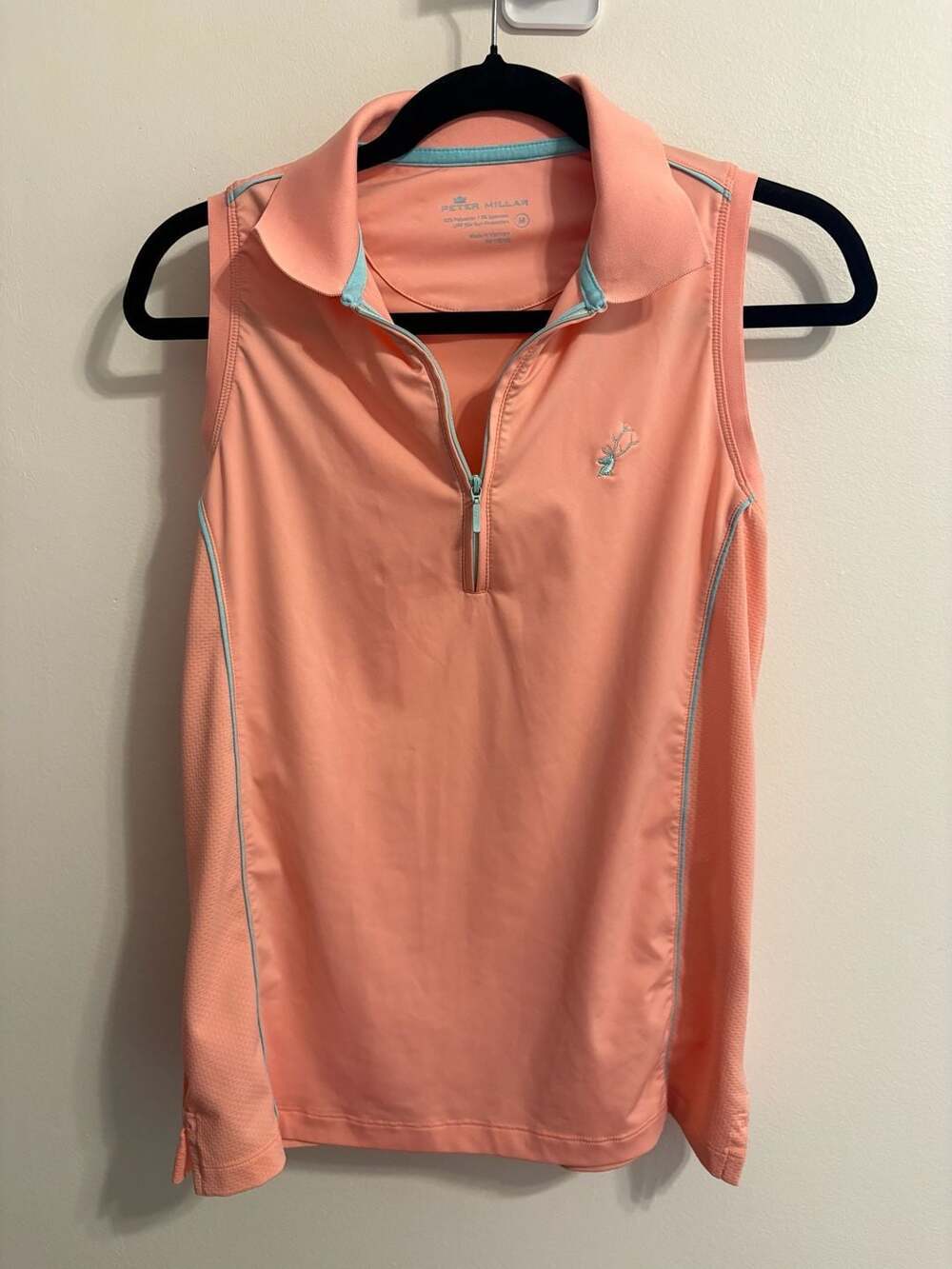 Peter Millar Women's Sleeveless Quarter-Zip Golf Polo Shirt Medium Summer